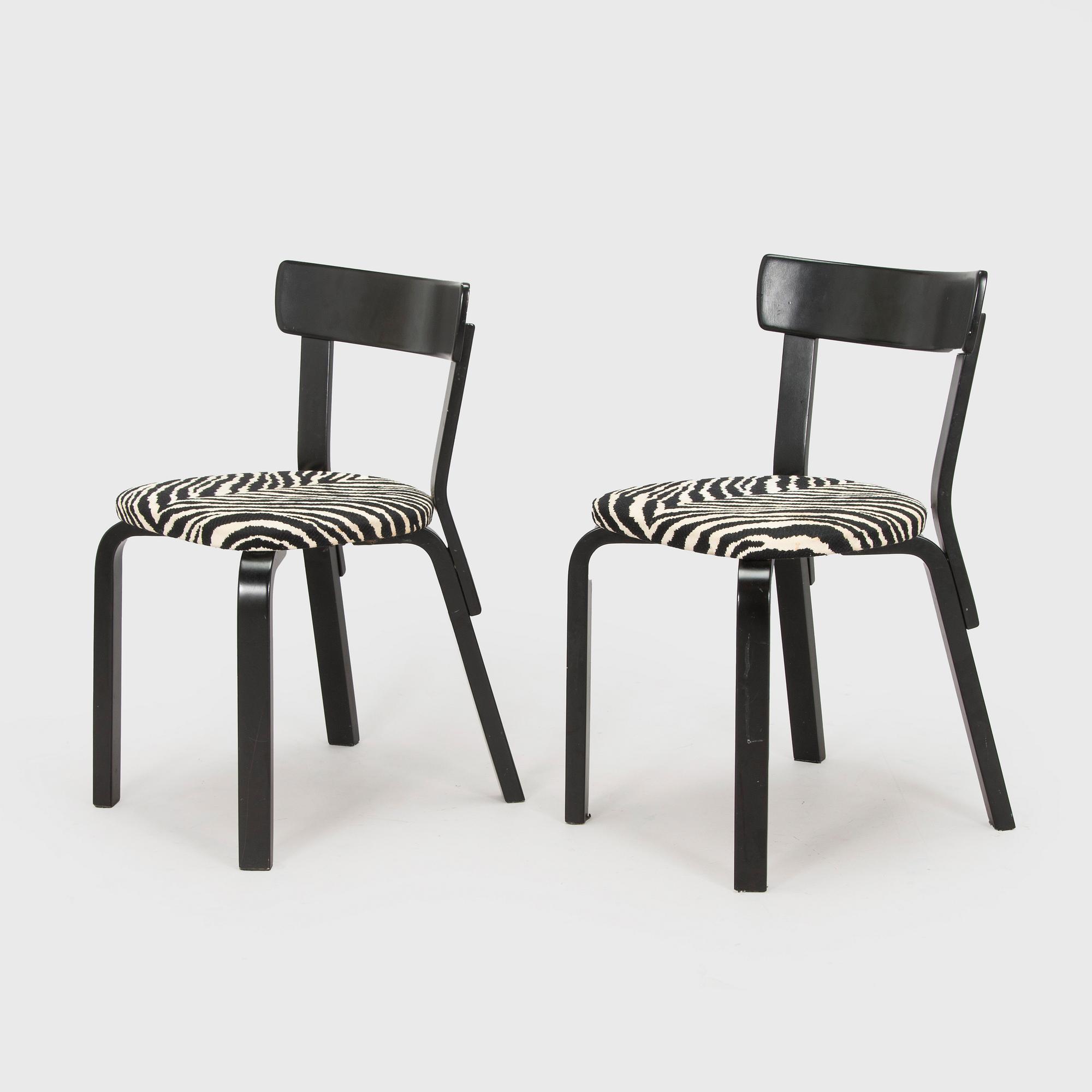 Alvar Aalto, stolar, 6 st, modell 69, Artek, 1900-tal.