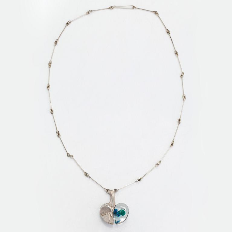 Björn Weckström, a sterling silver and acrylic 'Space apple' necklace for Lapponia 1976.