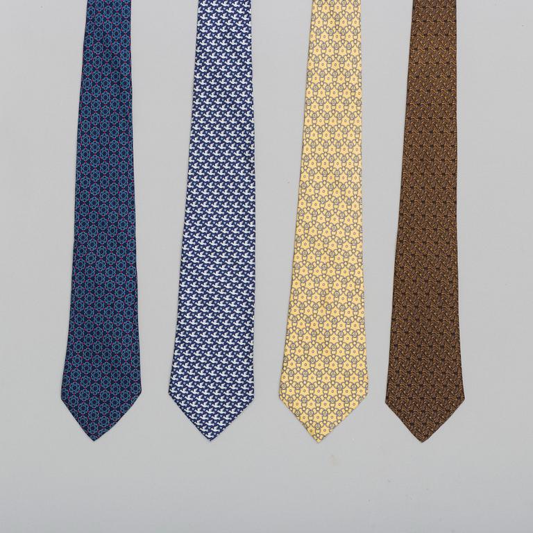 A set of four silk ties by Hermès.