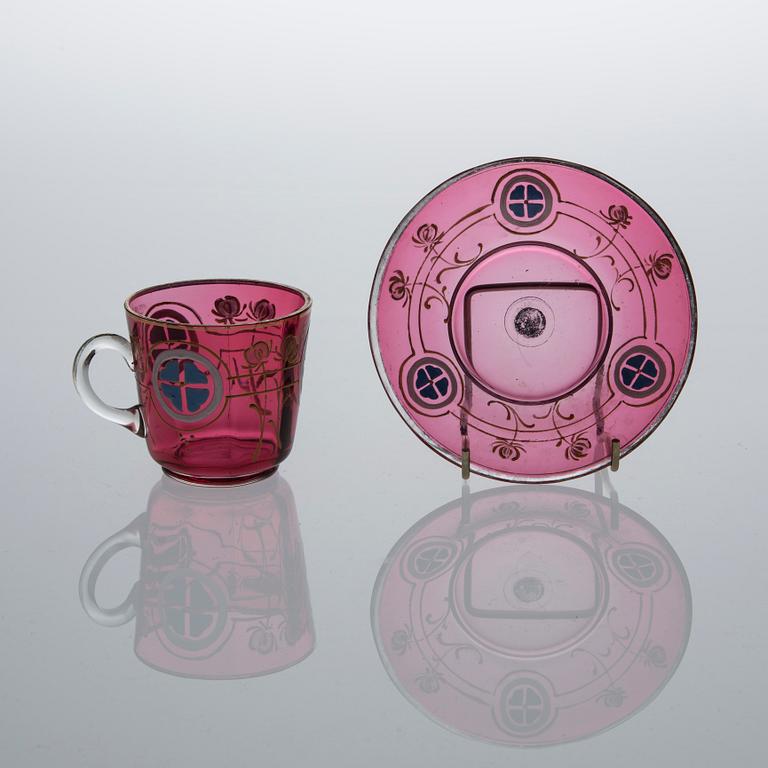 A PAIR OF TEA CUPS, glass, 19th century, Russia.