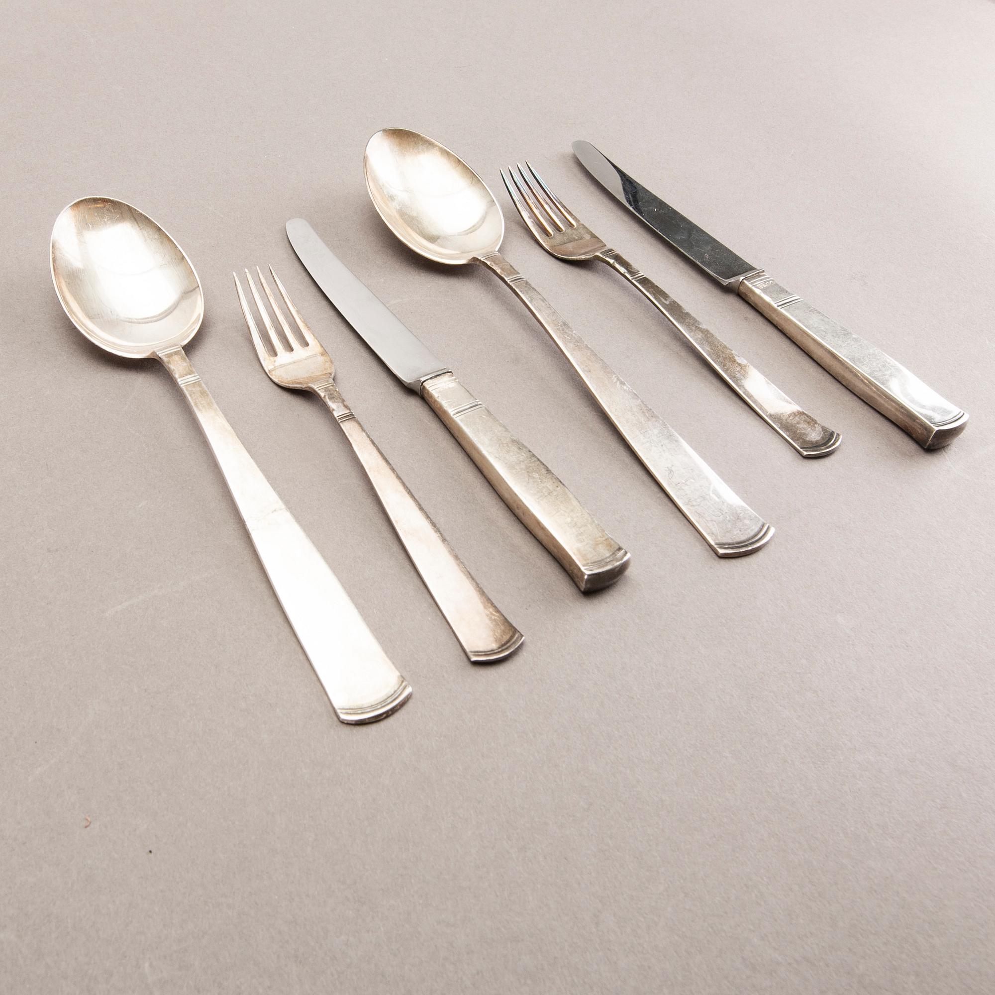 A Swedish 20th century set of 36 pcs of silver cutlery mark of J Ängman/GAB Stockholm 1960s tota weight 1202 gr.