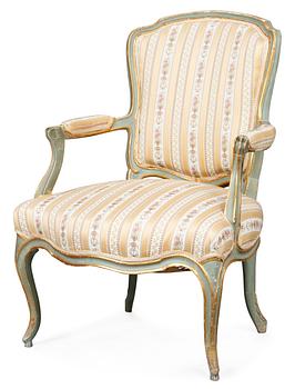 A Rococo armchair, with the mark of crown prince Gustav (III).