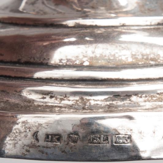 LJUSSTAKAR, ett par, silver, Jafet Knuuttinen (1857-1898), Kuopio 1860. Vikt 162,8 g.