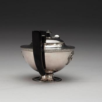A Swedish 19th century silver tea-pot, marks of Adolf Zethelius, Stockholm 1815.