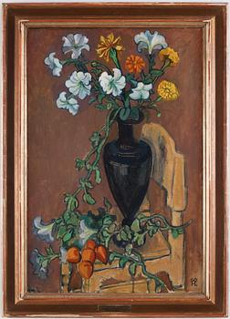 Hilding Linnqvist, Flowers in a black vase.