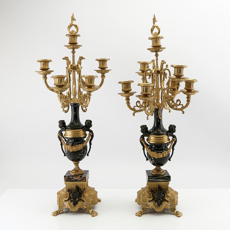 Candelabras, 1 pair, Louis XVI style, second half of the 20th century.