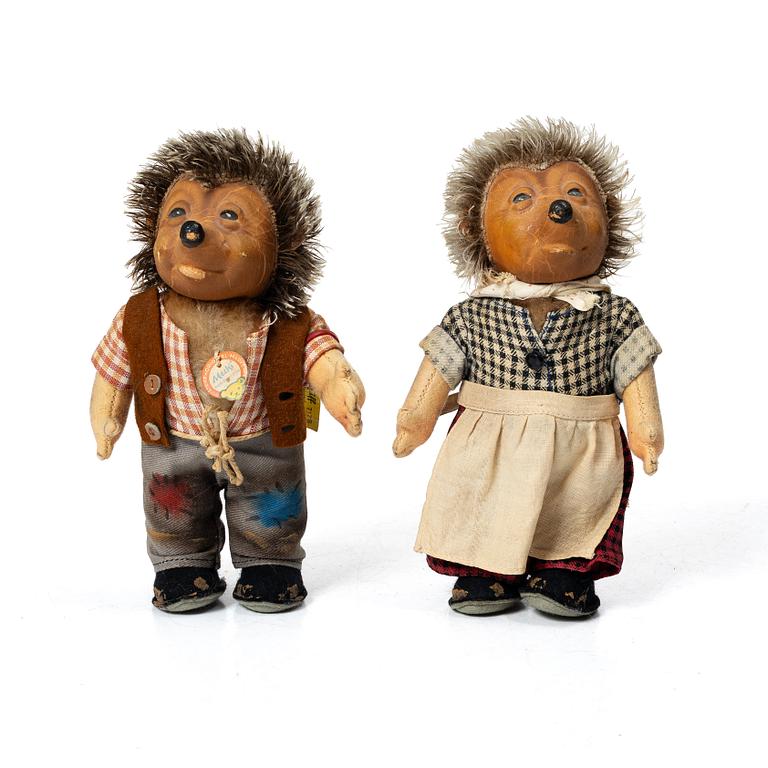 Steiff, leksaksdjur, 6 st, 1900-talets andra hälft.