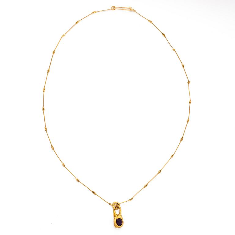 Björn Weckström, an 18K gold necklace, 'Reindeer Bell', with an amethyst for Lapponia.