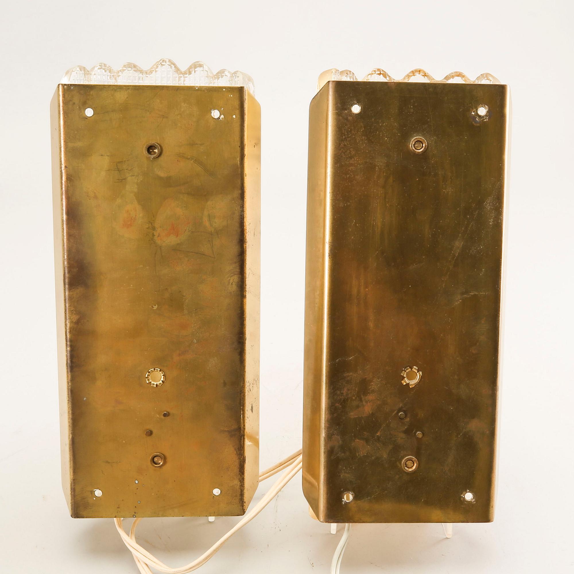 Carl Fagerlund, vägglampor, 2 st, Orrefors, 1950-60-tal.