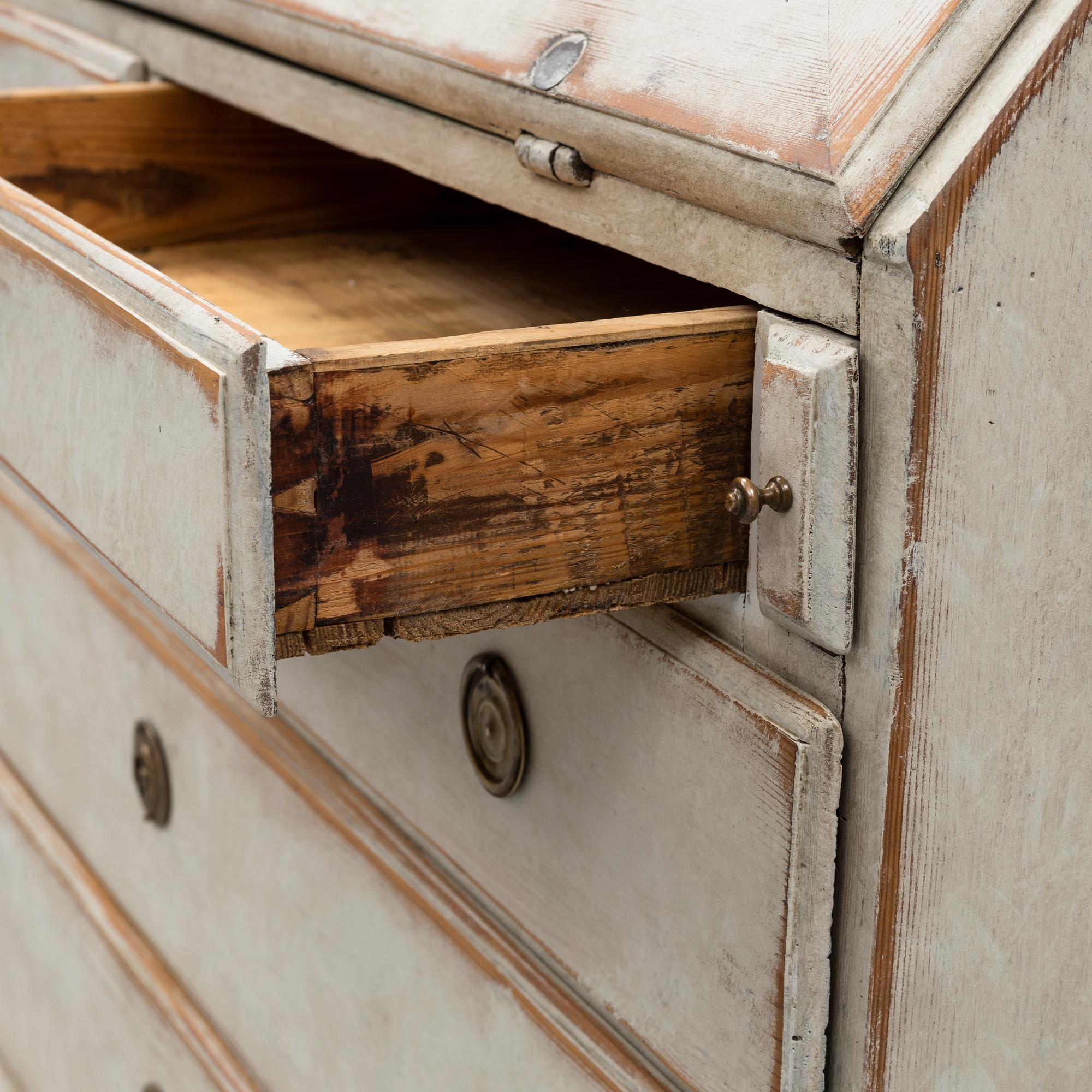 A painted secretaire, 18th Century.