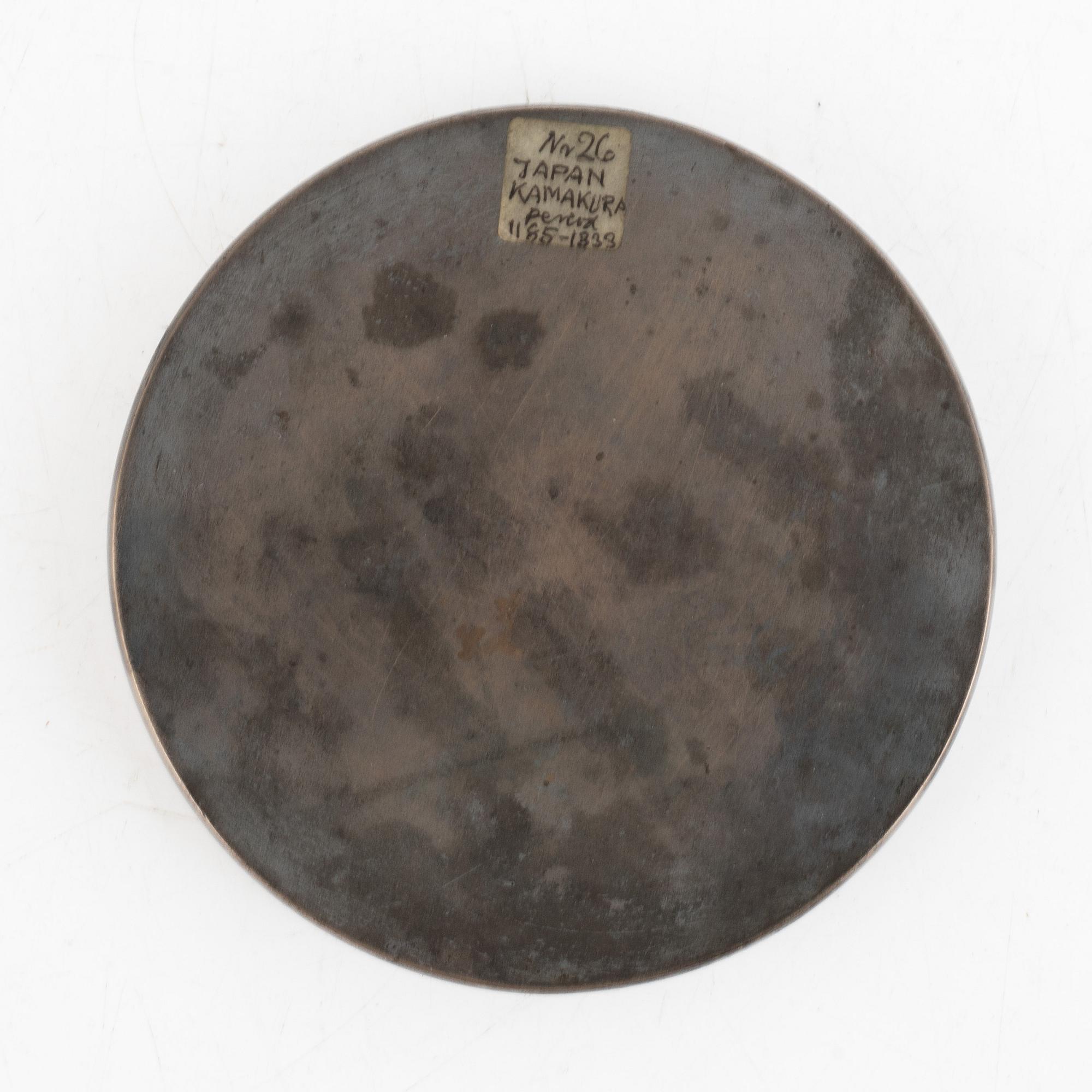 A silver plate bronze mirror, presumably Japan, Meiji (1868-1912).