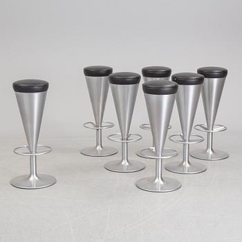 A set of seven 'Snaps' barstools by Johanson Design, Markaryd, Sweden, second half of the 20th century.