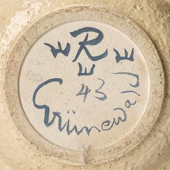 Isaac Grünewald, a chamotte stoneware bowl, Rörstrand, 1943.