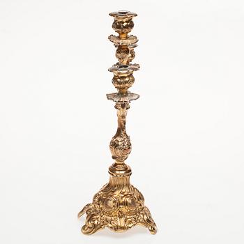 KANDELABER, förgylld metall, rokokostil, 1900-tal.