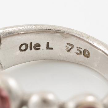 Ole Lynggaard ring "Bubbles" 18K white gold with faceted tourmalines and round brilliant-cut diamonds.