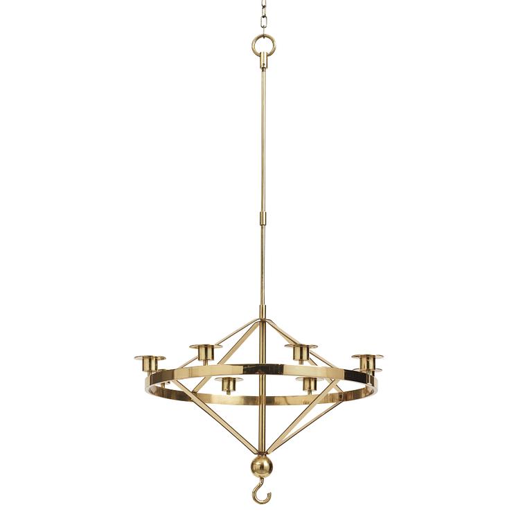 Sigurd Persson, an 18 candles brass chandelier, Sweden, probably 1960s.