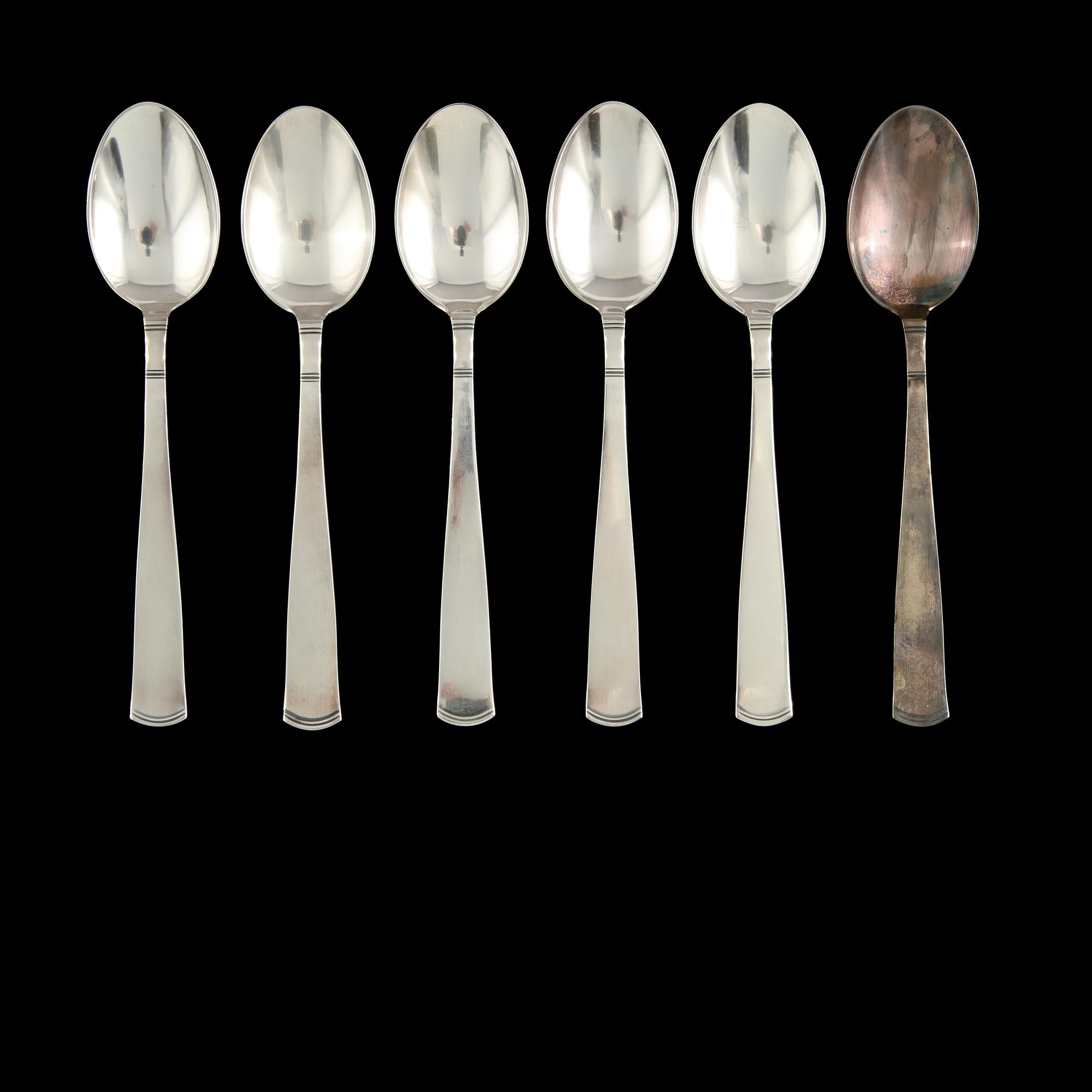 SKEDAR, 6 st, silver, Rosenholm, GAB, 1960/70-tal. Vikt 260 g.