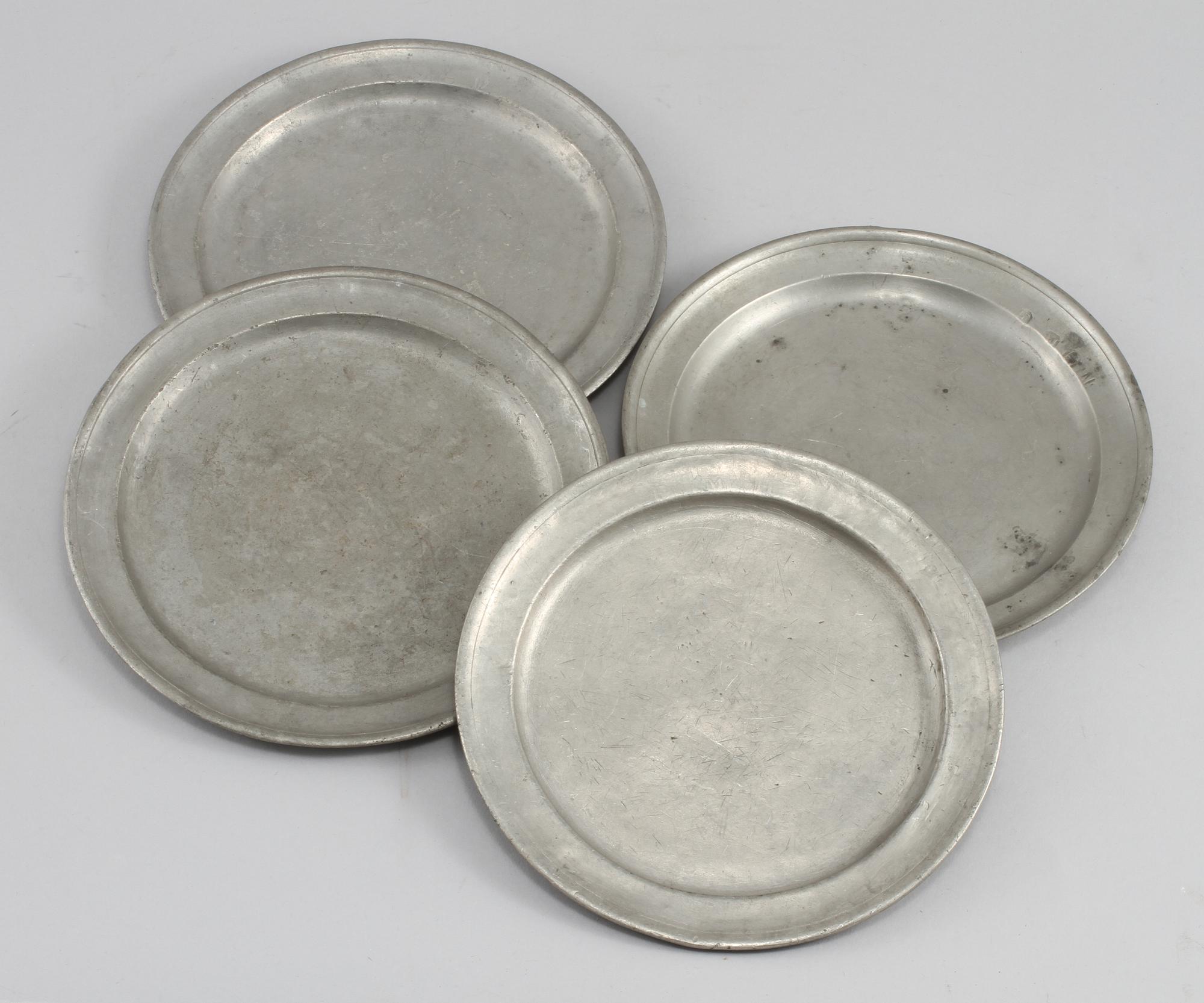 TALLRIKAR, tenn, 4 st, Erik Magnus Hammarstrand, Falun, 1700-talets slut/ 1800-talets början.