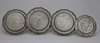 TALLRIKAR, 4 st, tenn, London, 1800-tal.