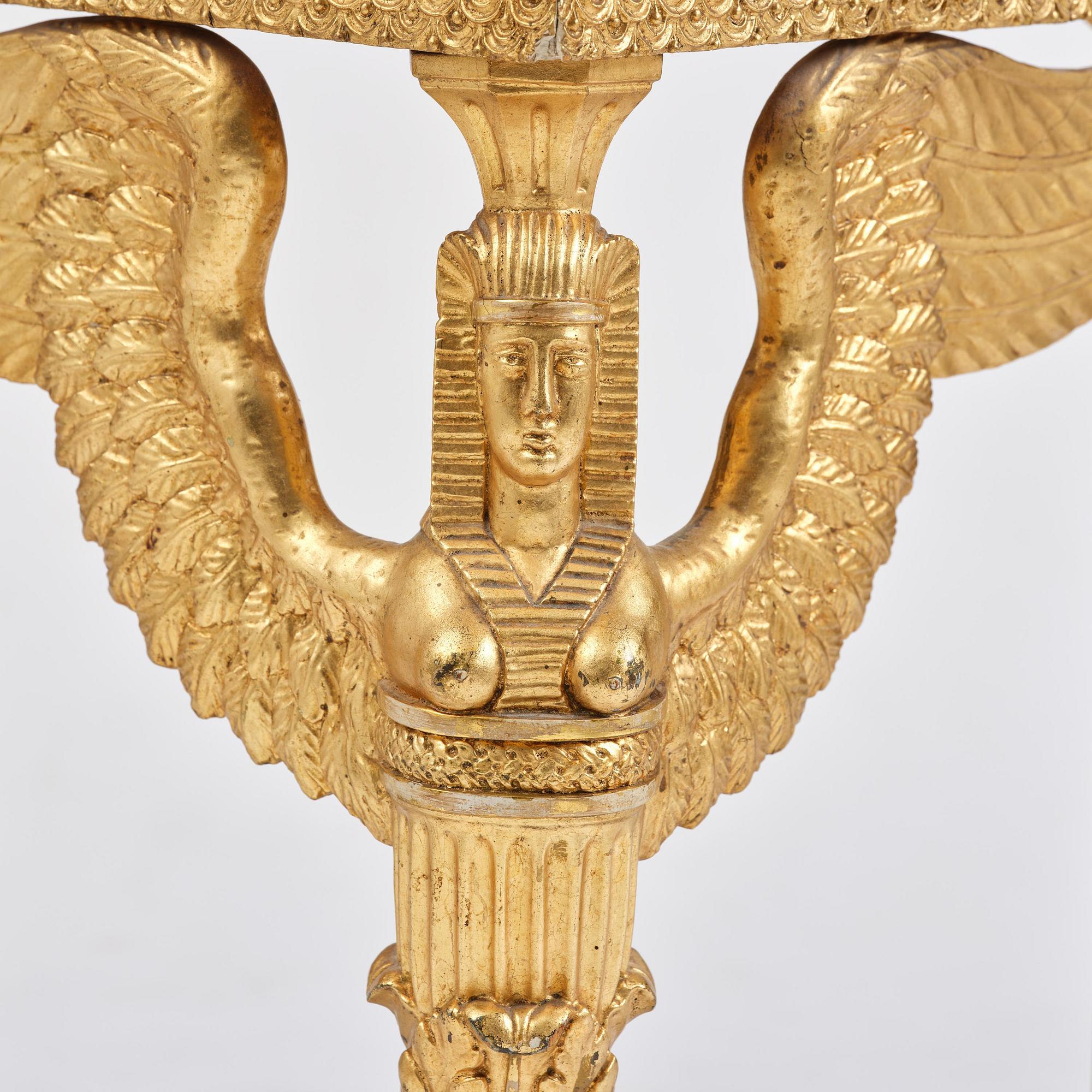 A late Gustavian giltwood console in the manner of J. Frisk, Stockholm, early 19th century.