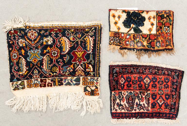 Matta Wagireh (provmatta) 3 st Shiraz, Kurdistan (Ornak), Shiraz/Kashgai (Ornak) semiantika 36x46 cm, 28x38 cm, 20x32 cm.