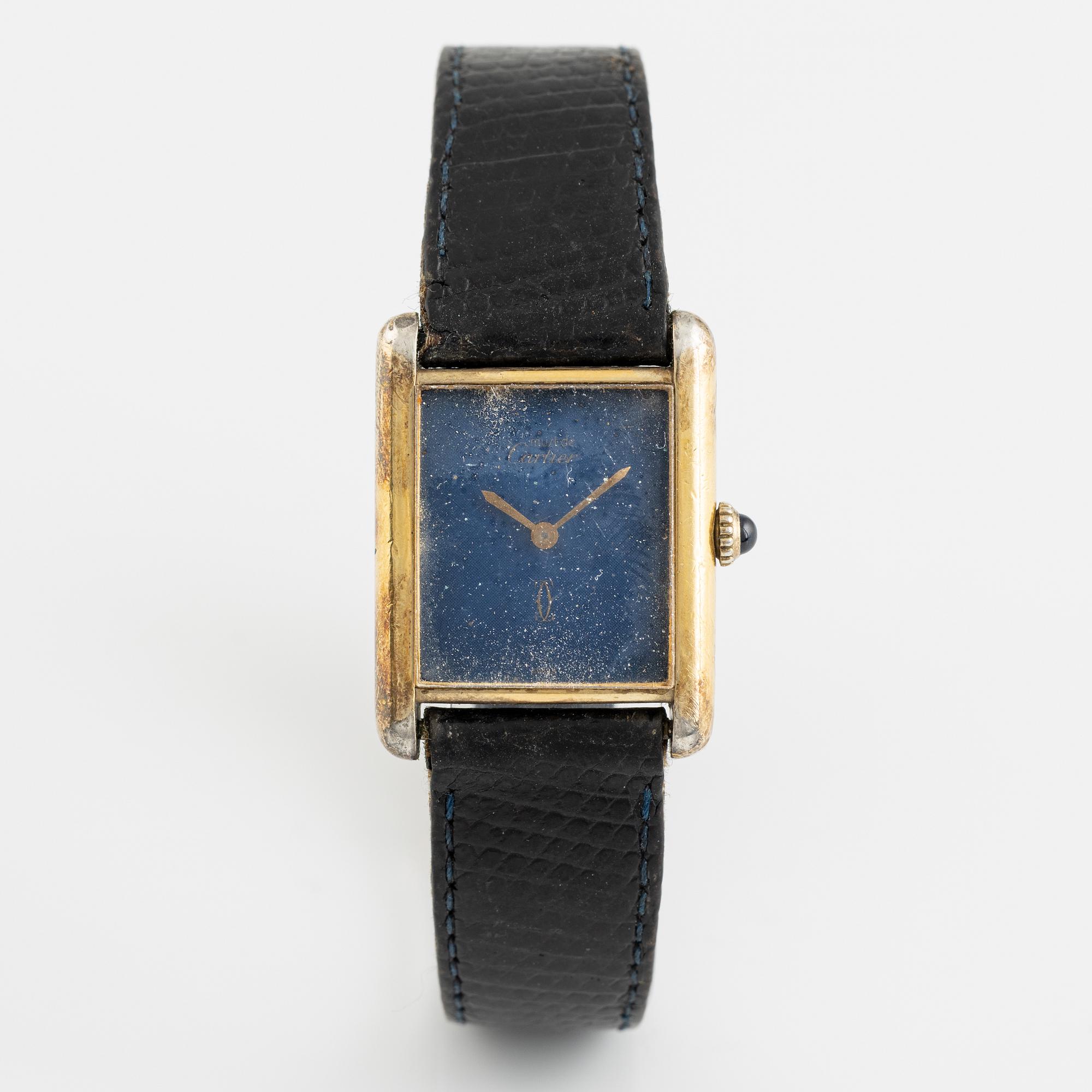 must de CARTIER, Tank, wristwatch, 23,5 x 23 (31) mm.