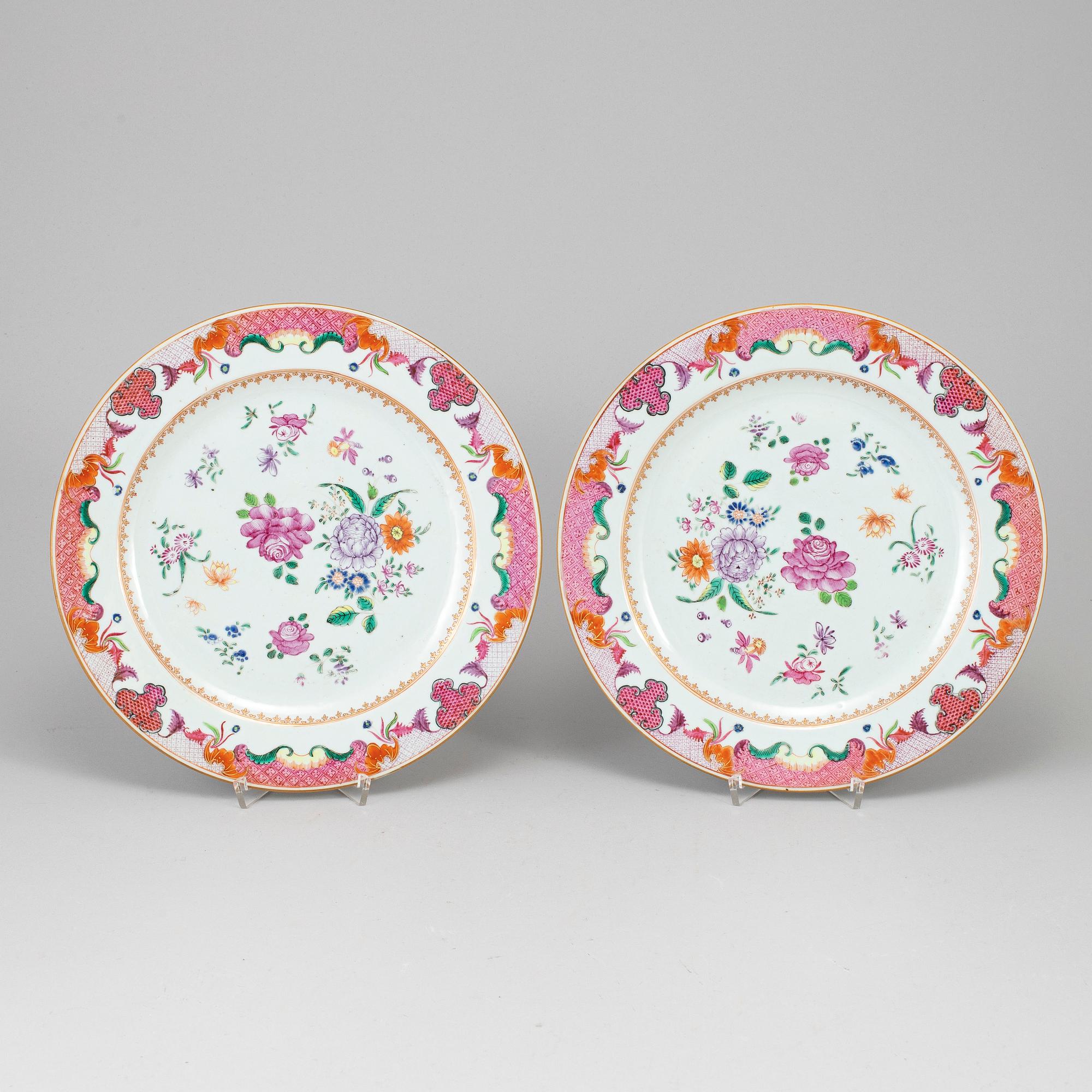 FAT, ett par, kompaniporslin. Qingdynastin, Qianlong (1736-95).