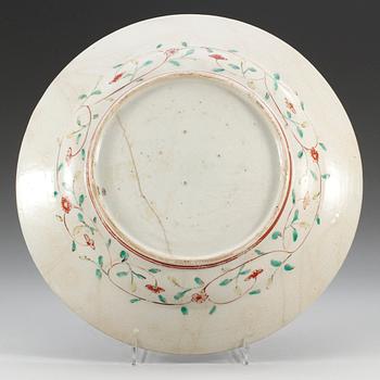 A Japanese imari dish, 1660/80's. Decorated in the style of late Ming 'kraak' porcelain.