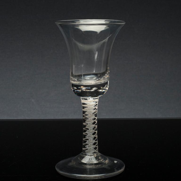 A set of two 18th century wine glasses.