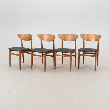 A set of four Danish teak 1960s chairs.