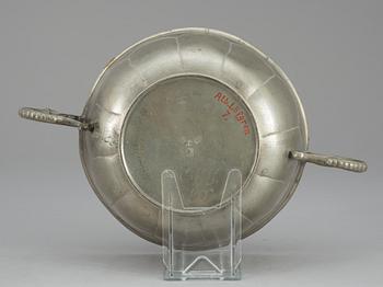 A Swedish pewter bowl by M Söderberg 1736.