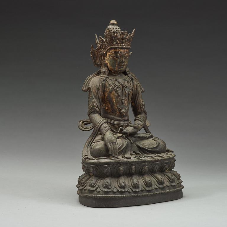 A large bronze figure of bodhisattva, Ming dynasty, 15th Century.