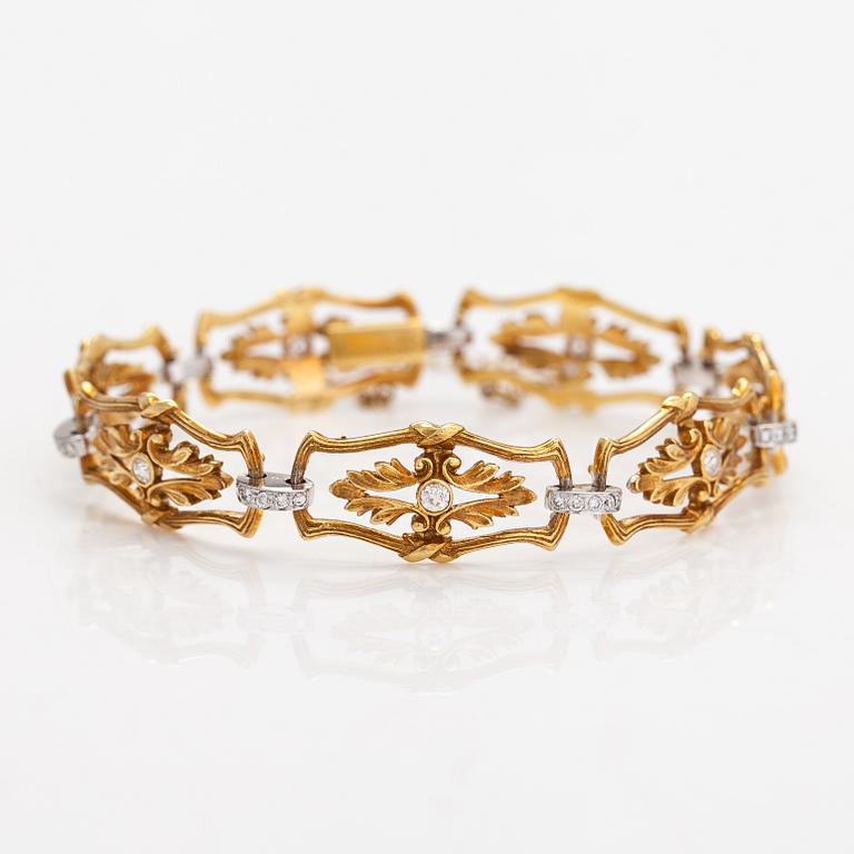 Armband, 18K guld och diamanter ca 0.56 ct totalt. Storbritannien.