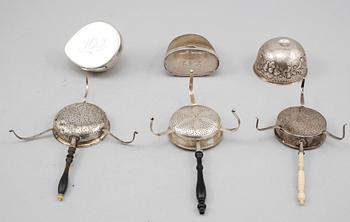 PARTI SILVER, 6 delar, mestadels Sverige, 1800-tal.