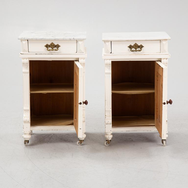 Bedside tables, a pair, late 19th century.