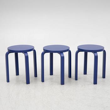 Alvar Aalto, a set of three model '60' stools, Artek, Finland 2011.