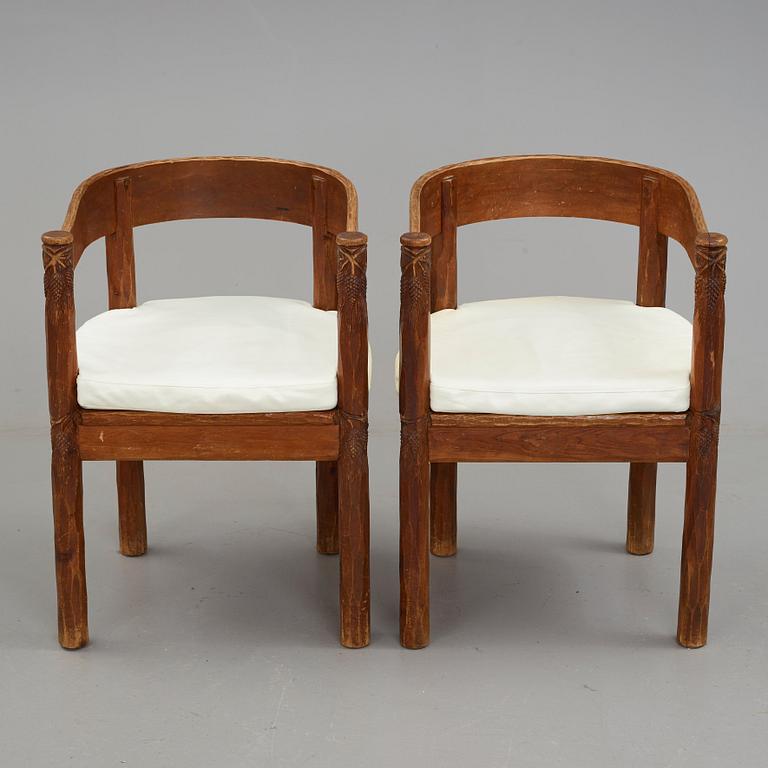 BRÖDERNA ERIKSSON (The Eriksson brothers), attributed to, a pair of stained and carved chairs, Arvika, Art Nouveau,