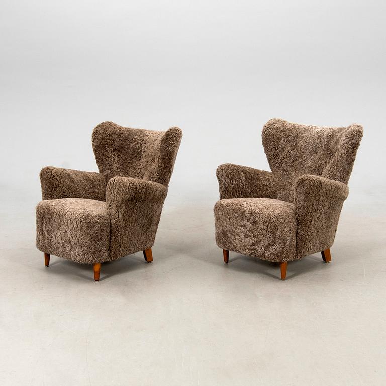 Armchairs, a pair from the 1940s.