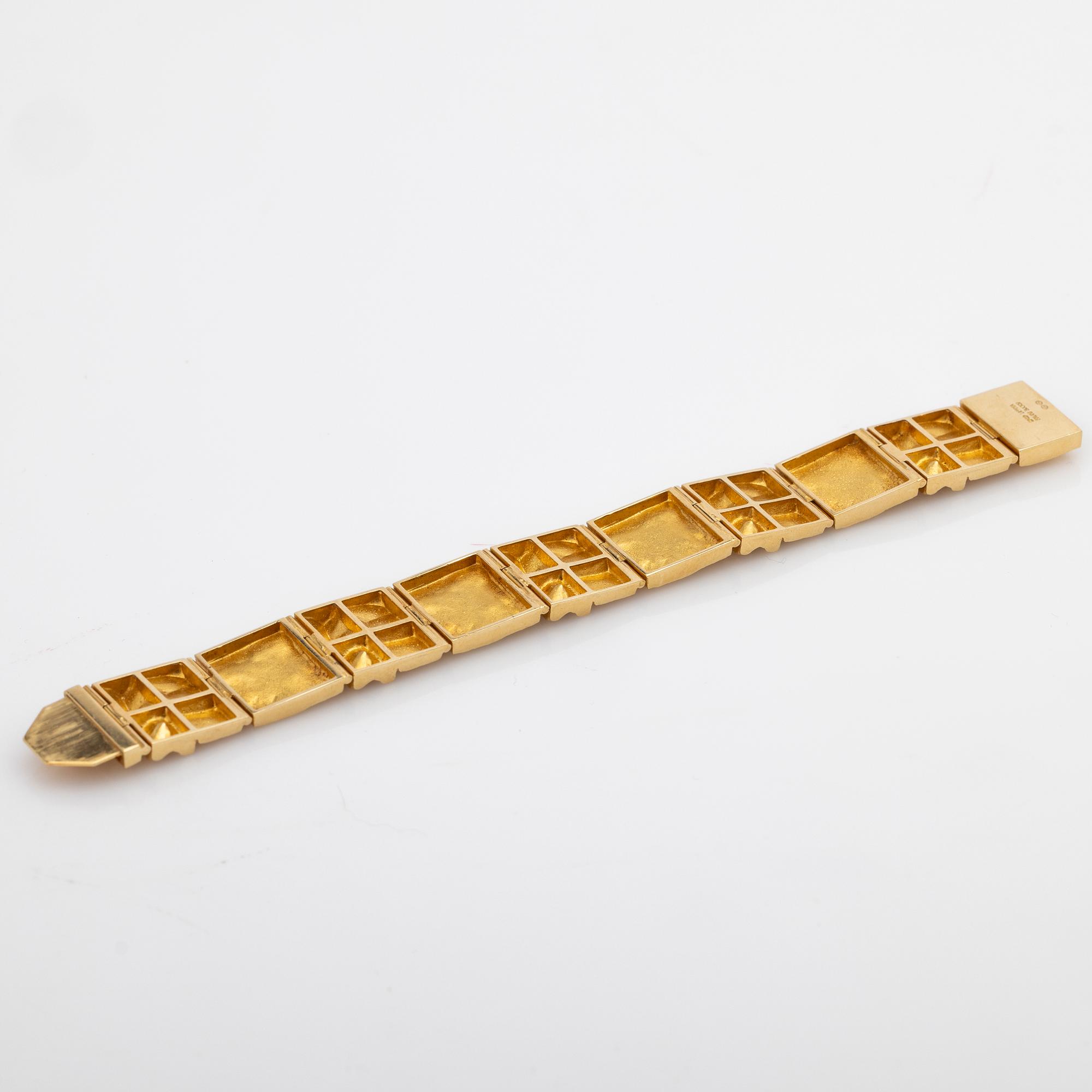 Björn Weckström, Bracelet, 18K gold, "Quadrate forms", for Lapponia, Finland.