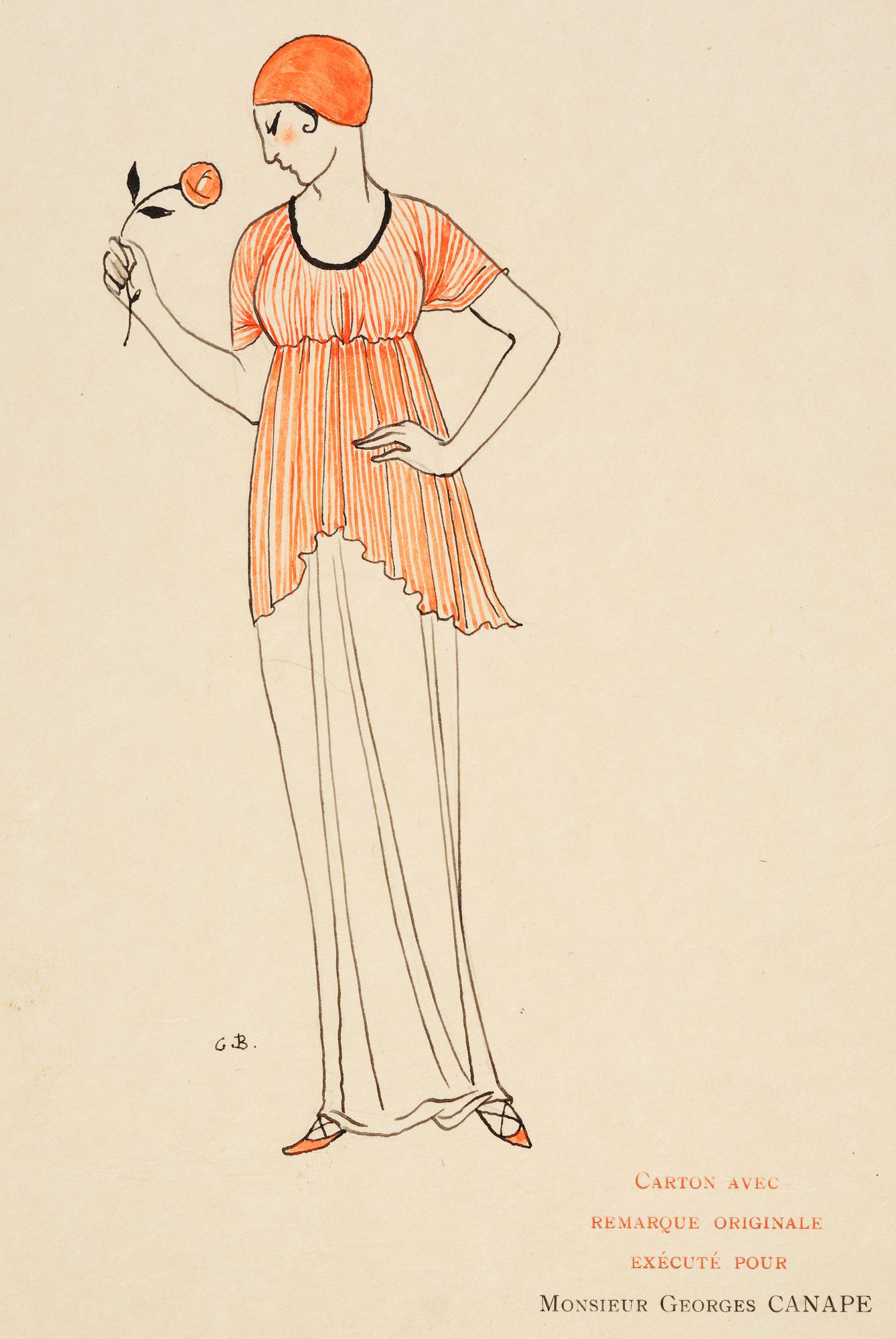 George Barbier, mapp med originalteckning och planscher, "Modes et Manières d'Aujourd'Hui (3e Année)", Frankrike, 1914.