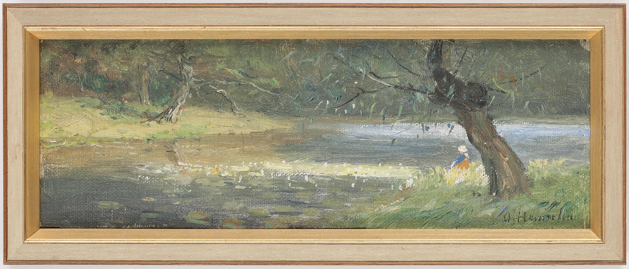 OLOF HERMELIN, olja på pannå. Signerad.