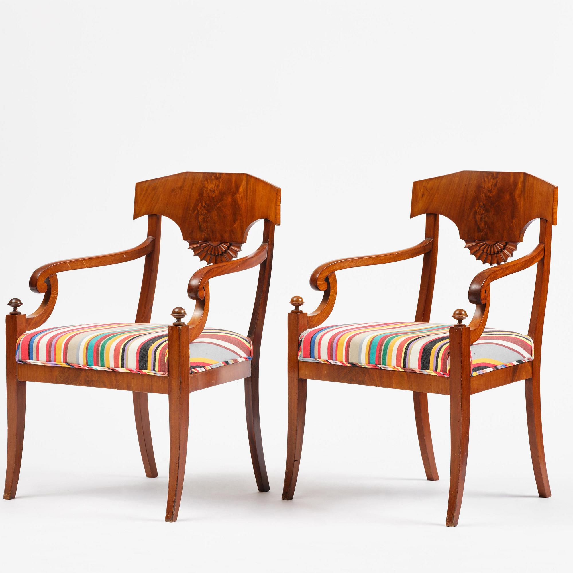 A pair of Swedish Empire armchairs,