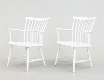 KARMSTOLAR, ett par, "Åkerblomstolen", omkring 1900-talets mitt.