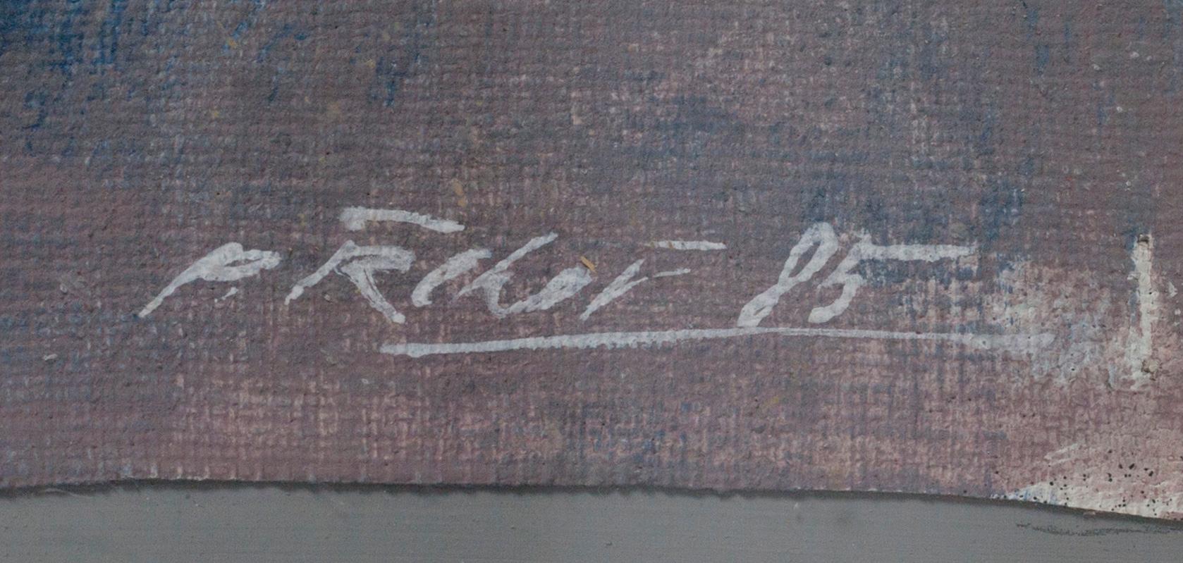 Petr Rehor, acrylic and collage, signed and dated-85.