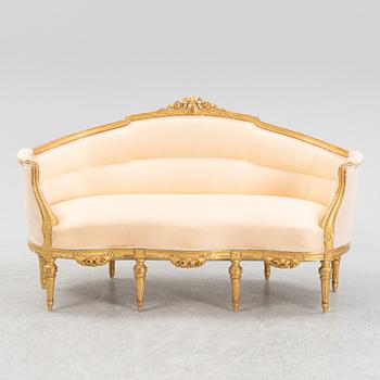 Salongsgrupp, 9 delar, gustaviansk stil, Myrstedt & Stern, Stockholm, 1900-talets början,