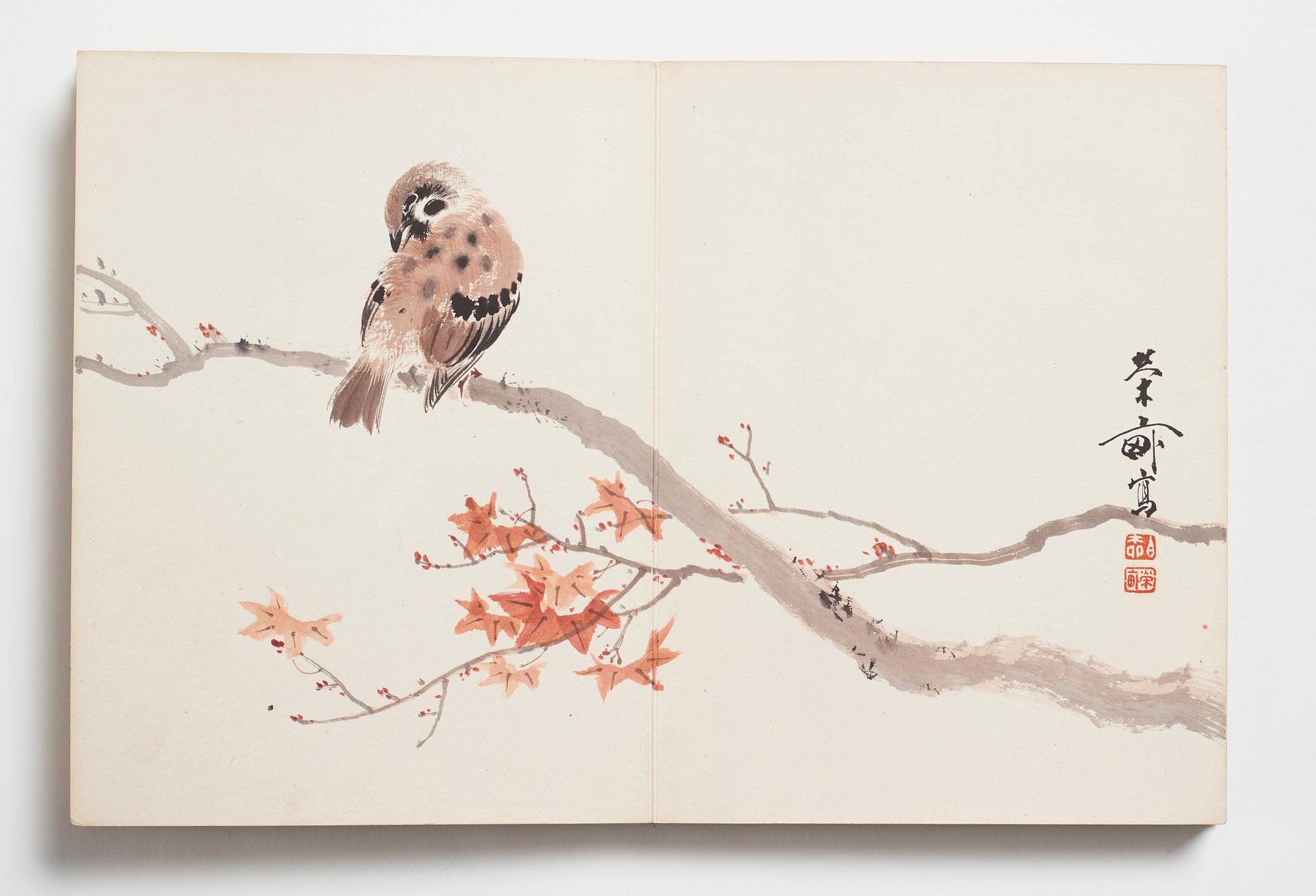 A Japanese album with watercolours by different artists, late Meiji period (1868-1912) early Taisho.