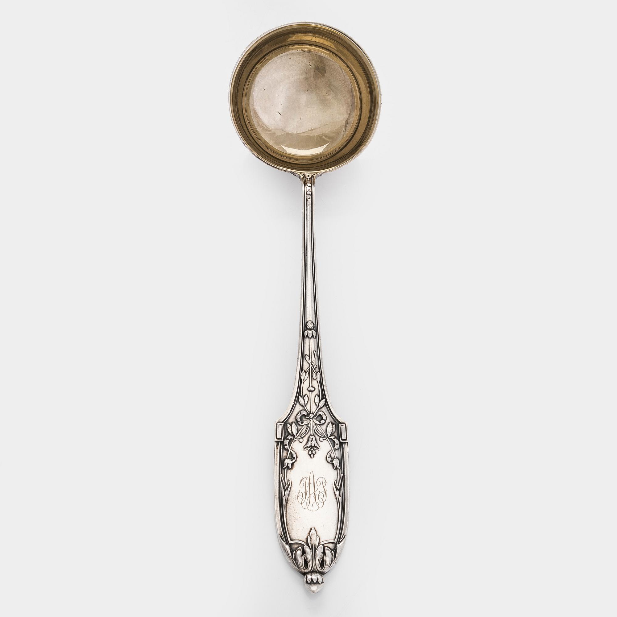 Slev, silver, delvis förgylld, Moskva, 1908-26. Oidentifierad mästarstämpel.