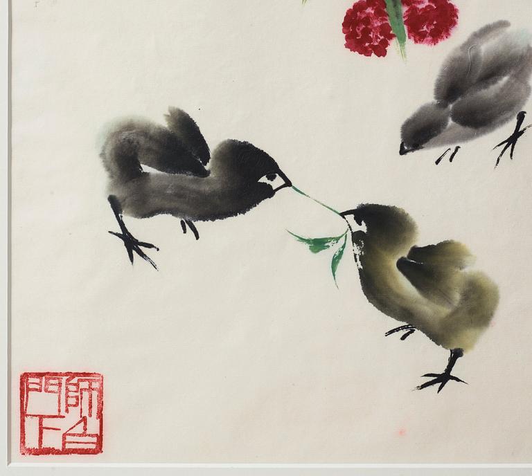 Painting by Deng Baiyuejin (1958-), 'A picture of freshness and fortune' (guxintu), signed and dated 2008.