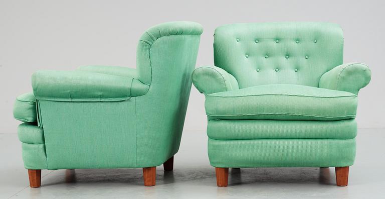 A pair of Josef Frank easy chairs, Svenskt Tenn,