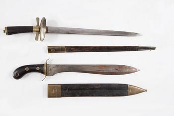 FASKINKNIV, Sverige, m/1848, samt SABEL, 1800-tal.